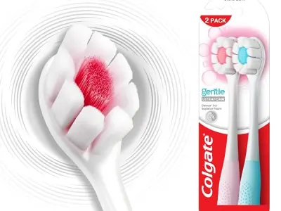 Colgate Gentle UltraFoam Ultra Soft Bristles Manual Toothbrush for adults, 2 Pcs, Soft Bristles for Superior Clean, Assorted
