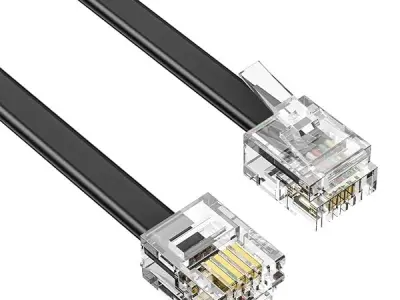 FEDUS 1.5 Meter Telephone Line Landline Extension Cord Cable Male To male 2 Pair (4 Core) Landline Wire with Standard RJ-11 Plugs Connectors for High-Speed Internet Modem