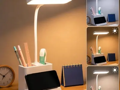Niwlix Table Desk Lamp for Study Room with USB Cable | 3 Color Modes Mobile Holder Pen Holder | Eye Protection | Study & Reading Table Lamp | Touch Control | Non-Flickering