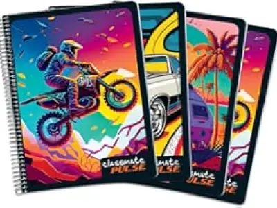 Classmate Pulse Single Subject Spiral Notebook - Pack of 4 | Unruled | 200 Pages | 24.0cm x 18.