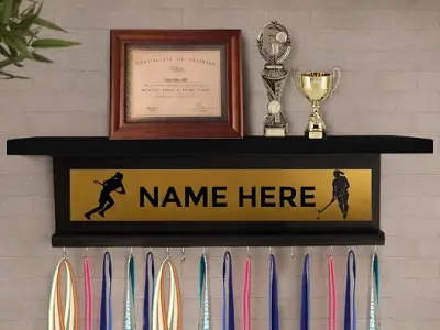 Customized Medal Holder Showcase Your Achievements in Style | Premium Sports Medal Wall Display (Wenge)