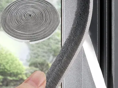 Weatherstripping Door Window Seal Strip 33 Feet, Self Adhesive Strong Adhesive, Soundproof, Draft Blocker, Dustproof, Suitable for Doors and Windows Cabinet Doors, 0.35" Width x 0.