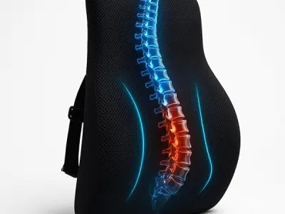 Voltonix Memory Foam Car Seat Back Support, Orthopedic Lumbar Back Rest for Back Pain Relief, Back Support Pillow for Office ChairCar Support Pillow,-Seat Cushion(Black Back Suppor