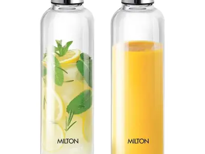 MILTON Costa 1000 Pet Water Bottle Set of 2, 1 Litre Each | Airtight & Leakproof Stainless Steel Lid | Unbreakable, BPA-Free, Reusable Plastic Fridge Bottles for Home, Office, Scho