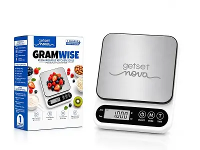 GetSetNova Weight Scale for Food 10kg, Kitchen Weighing Machine | Weight Machine for Kitchen 10kg | Rechargeable Kitchen Scale