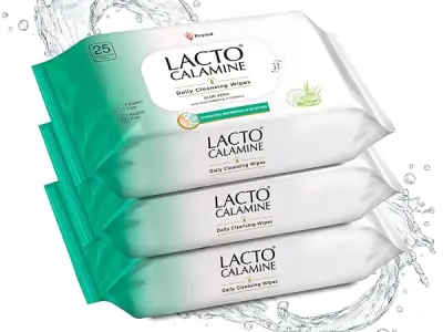Lacto Calamine Daily Cleansing Face Wipes 25N Each - Pack of 3 | Makeup Remover Wipes | Wet Tissue for Face with Aloe Vera, Cucumber & Vitamin E | Wet Wipes for Women & Men | Parab