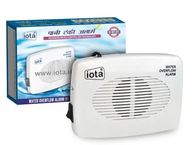 iota Water Tank Overflow Alarm with Sensor | Water Level Indicator with Human Voice Alert | Battery Powered Tank Alarm for Overhead Water Tank | Easy Install, Made in India (Pack o
