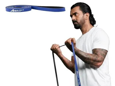 Boldfit Resistance Bands for Workout Dual Color Heavy Resistance Band for Stretching, Pull ups, Home Exercise Resistance Band for Gym Workout Stretch for Men and Women - Blue (5-10