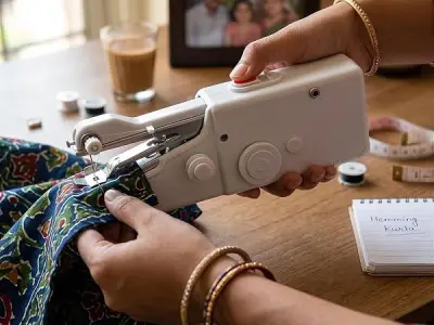Primespot Electric Handy Stitch Mini Sewing Machine | Portable Handheld Silai Machine for Quick Stitching & Clothes Repair | Lightweight Stapler Style Sewing Tool for Home & Travel