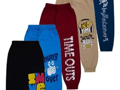 T2F Boy's Cotton Regular Fit Printed Track Pants (Pack fo 5)