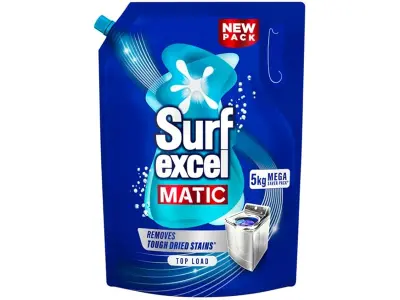 Surf Excel Matic Liquid Detergent 5 kg for Top Load | Removes tough Stains in 1st wash | Superi
