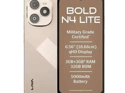 Lava Bold N4 Lite (Empire Gold, 3GB RAM, 32GB Storage) | 6.56" qHD Display | 8MP Rear Camera | 5000 mAh Battery | Free Service @ Home | Fingerprint Reader | Charger & Phone-Cover i