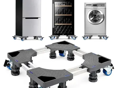 JIALTO Adjustable Washing Machine Stand Trolley for Front & Top Load (8-15 KG), Heavy Duty, Stainless Steel Double Pipe Base, 300 KG Capacity, Anti-Vibration, 360° Swivel Wheels &