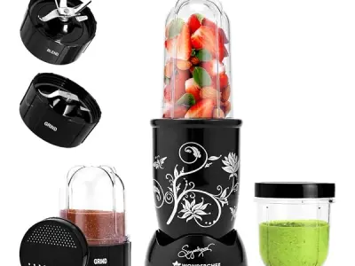 Wonderchef Nutri-blend 500W Mixer Grinder, 22000 RPM Motor, Smoothie Maker, Masala Grinder, Chutney Blender, 3 Unbreakable Jars, Recipe Book by Chef Sanjeev Kapoor, 2 Yr Warranty,