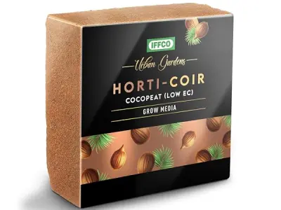 IFFCO Urban Gardens - Cocopeat 5Kg - Expand Upto 75 litres - Low EC Cocopeat Block for Plants & Home Garden - Export Quality Natural Coconut Coir Fibre with Neutral pH