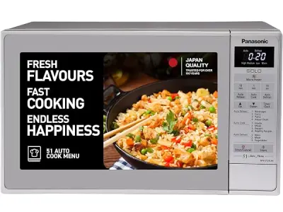 Panasonic 20L Solo Microwave Oven (NN-ST26JMFDG, Silver, 51 Auto Menus)