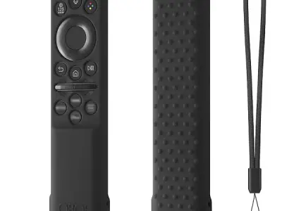 Oboe Silicone Tv Remote Cover Compatible with Samsung Smart Tv Remote 2026 Model BN59-01498A Open Key Case with Lanyard (Black) [REMOT E NOT Included]