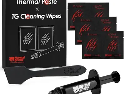 Thermal Grizzly Kryonaut - 1 Gram - Extremely High Performance Thermal Paste + 12 Cleaning Wipes 6 Wet & 6 Dry - for Demanding Applications and Overclocking CPU/GPU/PS4/PS5/Xbox