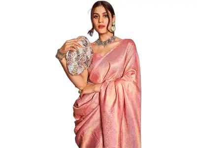 SWORNOF Womens Kanjivaram Silk Saree with Zari Woven Saree With Blouse Piece