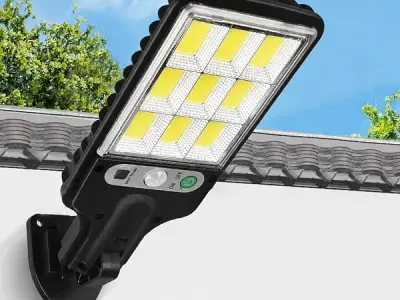 SHOPOGENIX Solar Powered Street Light Outdoor, Ultra Bright LED Security Lamp with Motion Sensor, Auto Dusk to Dawn & Waterproof Build for Driveway, Backyard & Commercial (Mini Sol