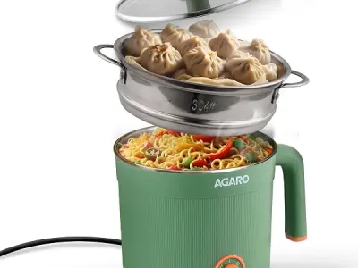 AGARO Regency Multipurpose Kettle With Steamer, 1.2L Inner Pot, Double Layered Body, Variable Temperature Settings, Wide Mouth, Boiling, Steaming, Tea, Coffee, Egg, Vegetable Boili