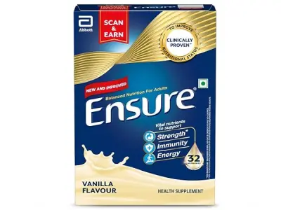 Ensure No 1 Nutritional Supplement Drink in the world 32 nutrients High Protein,Calcium,Vit D, Vanilla 400g/375g, Wt may vary