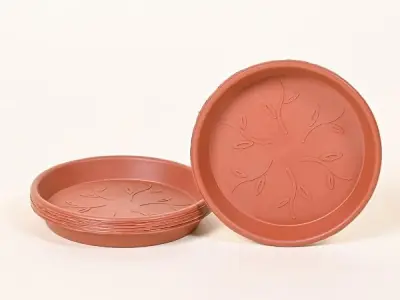 Ugaoo UV Treated Gardening Plastic Tray (Plate/Saucer) for Pots - 6 inch, Brown/Terracotta Color, Set of 6 | Tray for Plants Pot for Indoor Home Decor & Outdoor Garden & Balcony