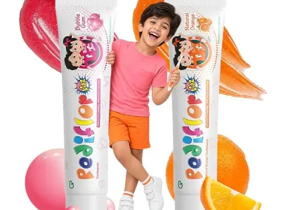 PEDIFLOR Kidz Anti-Cavity Protection Toothpaste Combo Pack of 2 (70g Each) | Doctor Recommended Kids Toothpaste with Bubblegum & Orange Flavors | Contains Fluoride & Xylitol for Ch