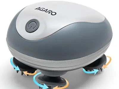 AGARO Rechargeable Scalp Massager, Stress Relief & Relaxation, Handheld & Portable, Electric Head Kneading Massager, 3 Speed Modes, IPX7 Waterproof, Head Scratcher for Hair Growth,