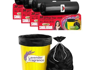 Shalimar Premium Scented Garbage Bags | Small 17 X 19 Inches | 120 Bags (30 Bags X 4 Rolls) | Lavender Fragrance | Dustbin Bag/Trash Bag | (Black) - Perforated Box for Easy Dispens