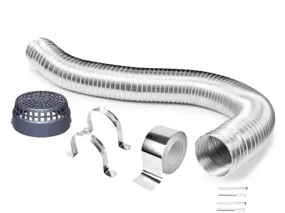 Ardnib Kitchen Chimney Aluminium Exhaust Pipe |6 Inch /10FT | Complete Installation Duct pipe Kit with Free Cowl Cover, 2m Tape, and Clamp | Fits Various Chimney Brands, Silver (6"
