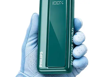 Philips 10000mAh 22.5W Fast Charging Power Bank (Deep Cyan) with Digital LED Display | Type-C & USB-A Input/Output | 3 Output Ports | Lithium Polymer Battery | Portable for Mobile,