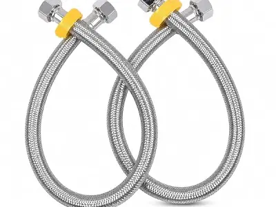 Connection Pipe (Set Of 2) 16 Inches| 304 Grade Stainless Steel Flexible Connection Pipe Suitable for Hot & Cold Mixer Faucets for basins and sinks, Geysers, and Flush tanks |