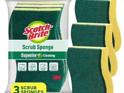 Scotch Brite Scrub Sponge -Pack of 3 for everyday utensil cleaning (Kitchen Scrubber with Sponge)