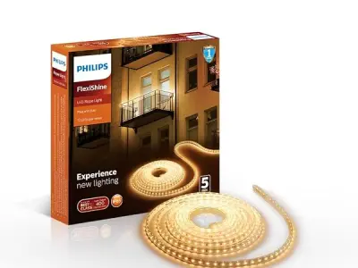 PHILIPS 5 Meter LED Rope Light | Flexishine Plug n Play Flexible Rope Light for Indoor and Outdoor Decorations | Rope Light for False Ceiling,Balcony,Diwali,Christmas | Warm White,