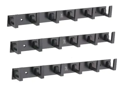 iSTAR 6 Pin Wall Hook Rack – Pack of 3 (Black) | Heavy-Duty Metal Wall Mounted Hooks | Bathroom, Bedroom, Kitchen & Entryway Organizer