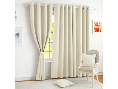 Story@Home 100% True Blackout Door Curtains 7 Feet Long Set of 2 Beige | Black Backing Thermal