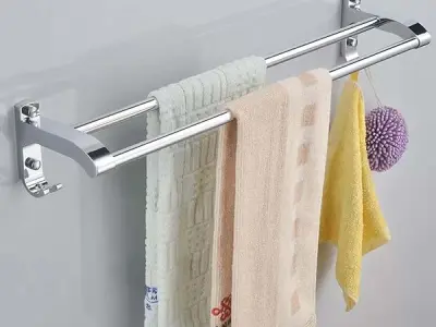 iSTAR Towel Holder in Bathroom, Double Rod Towel Rod Silver Towel Holder (Stainless Steel), Kitchen Towel Hanger, Towel Rod for Bathroom, 24 Inch 2 Bar Rod