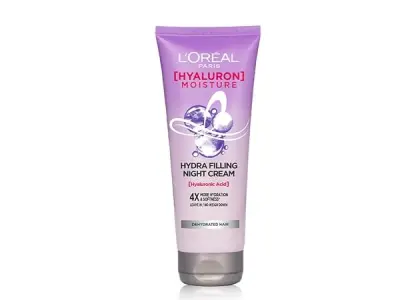 L'Oreal Paris Hyaluron Moisture Hydra Filling Leave-in Night Cream, Powered by Hyaluronic Acid, For Dry & Dehydrated Hair, Volume-180ml, Makes hair frizz-free, bouncy and hydrated