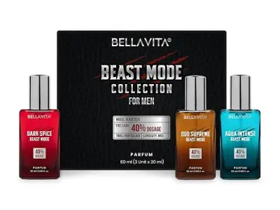 BELLAVITA Beast Mode Collection Set with 40% Perfume oil concentration | Long Lasting | Set of 3 x 20ml each | Perfume for Man | Gift for Men | Spicy, Wood, Musk and Oud Premium Fr