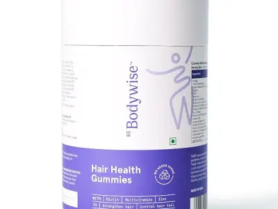 Be Bodywise Biotin Hair Gummies | 60 Days Pack | With Biotin, Zinc, Folic Acid, Fibre & Multivitamin | Strawberry Flavour | No Added Refined Sugar & Gut Friendly