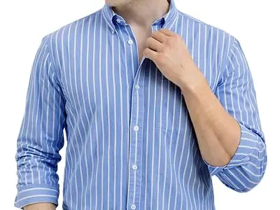 U TURN Men's Casual Printed Striped Stylish Latest Formal Plus Size Shirt for Men | Cotton Mix 220 GSM