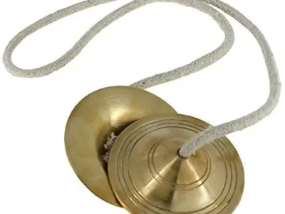 UAPAN Metal Craft Brass Manjeera Traditional Instrument Indian Music hand Cymbal (3 Inches, Pair)