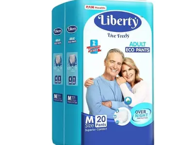 Liberty Eco Adult Diaper Pants, Medium (M) Size, 20 Count, Waist Size (61-115cm | 24-45 inches), Unisex, High Absorbency, Leak Proof, Overnight Protection, Pack of 1