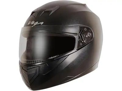 Vega Edge ISI Certified Full Face Gloss Finish Helmet for Men and Women with Clear Visor(Black,