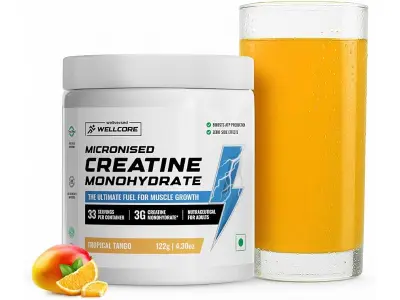 Wellcore Pure Micronised Creatine Powder (33 Servings, Tropical Tango) | For Enhanced Muscle St
