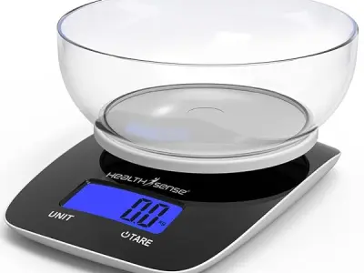 HealthSense Chef-Mate KS 33 Digital Kitchen Weighing Scale & Food Weight Machine for Health, Fitness, Home Baking & Cooking with Free Bowl, 1 Year Warranty & Batteries Included