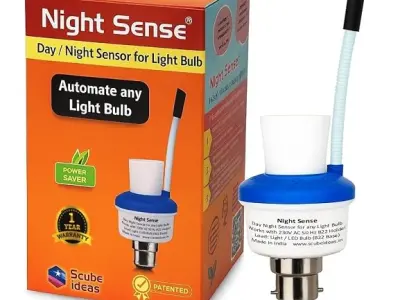 Night Sense Day Night Sensing Holder for LED Light Bulb | Automatic ON at Night & OFF in Day | Photocell LDR | Not Motion Sensor | Dusk to Dawn B22 Adapter | Outdoor Common Area Co
