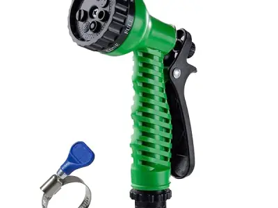 Cinagro 7 Mode High Pressure Water Spray Gun with 1 Clamp, Green | 360Degree Adjustable Valve Multi-Pattern Spray For Garden Watering, Washing