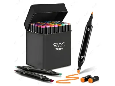 Cable World Dual Tips 24 Colors Markers Set, Art Markers for Adult Coloring Books, Artist Drawi